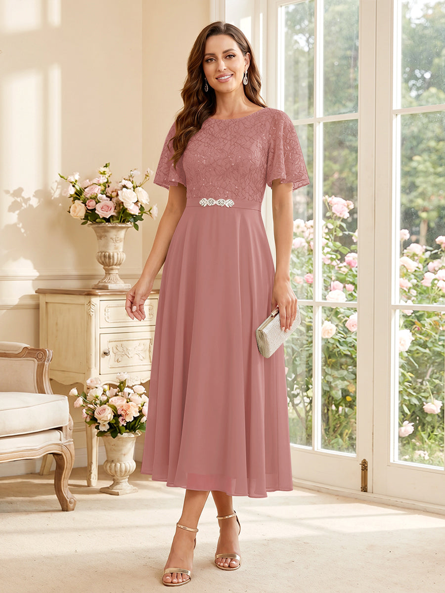 Elodie mauve front view mother of the bride dress