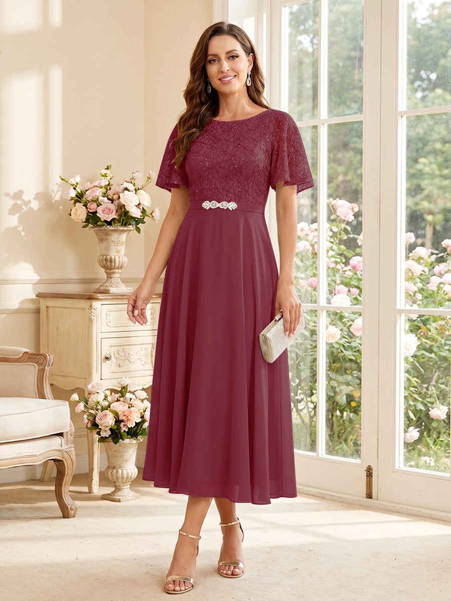 Elodie plum front view mother of the bride dress