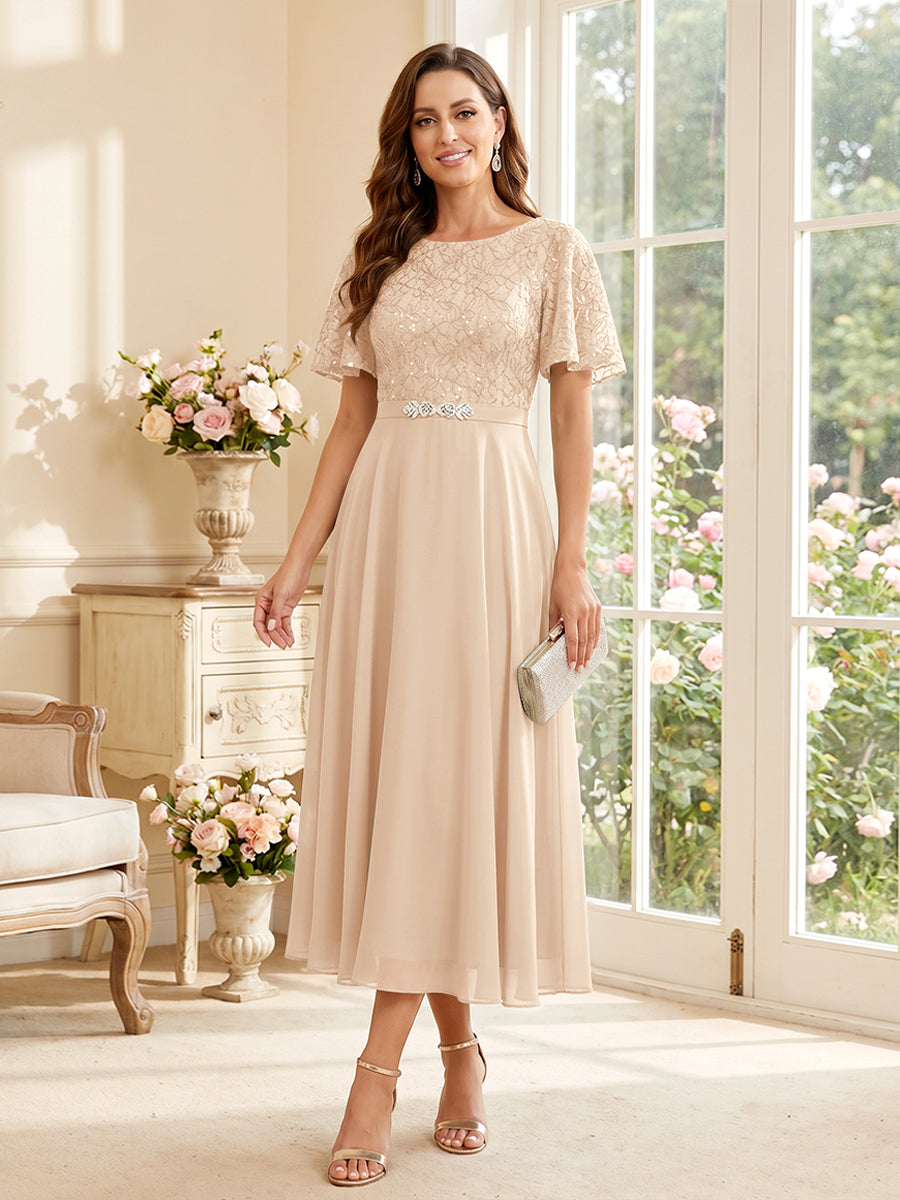 Elodie peach front view mother of the bride dress