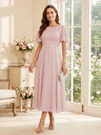 Elodie pearl pink alternate front view 2 mother of the bride dress