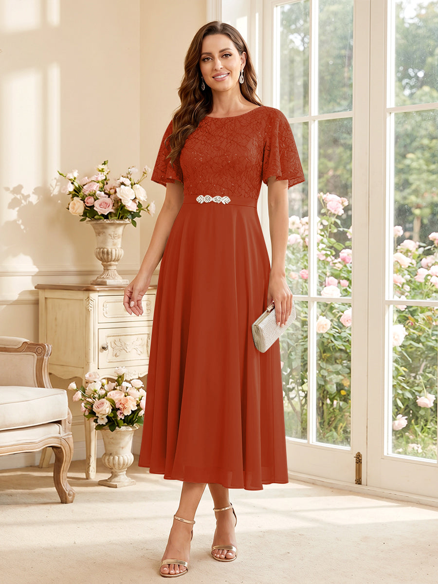 Elodie rust front view mother of the bride dress
