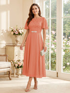 Elodie coral alternate front view 2 mother of the bride dress