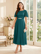 Elodie teal front view mother of the bride dress
