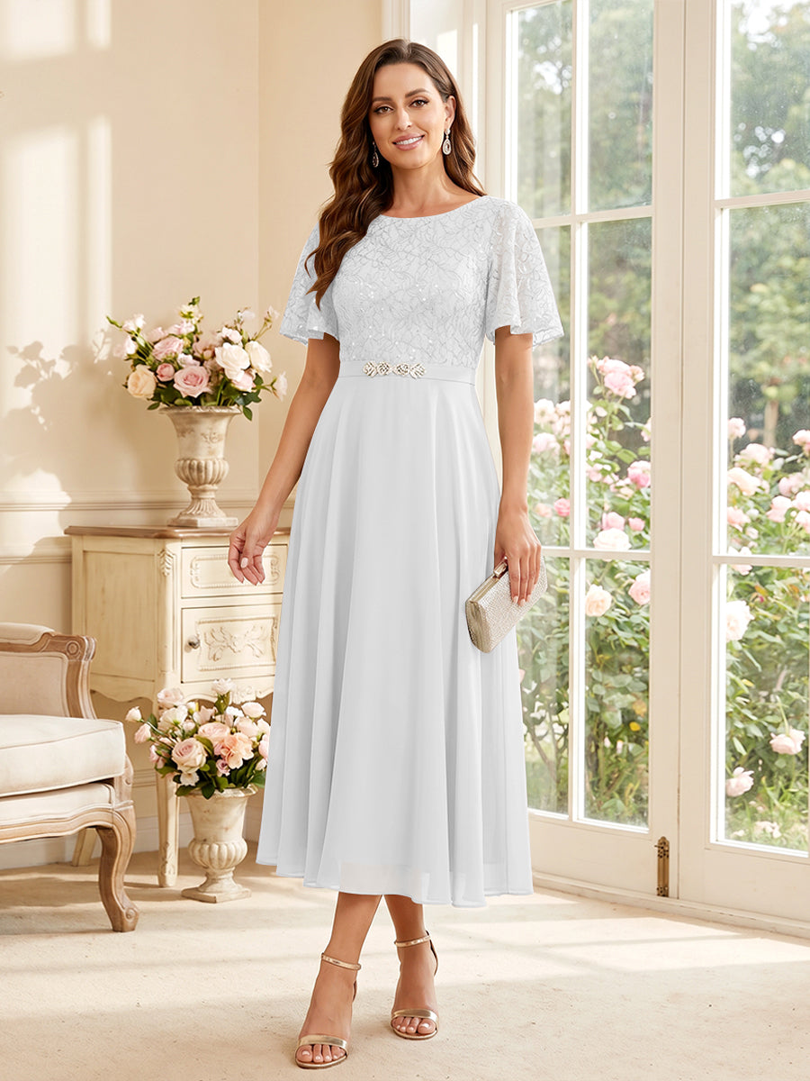 Elodie white front view mother of the bride dress