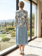 Genevieve dusty blue back view mother of the bride dress