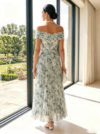 Nerissa Bloom Sage Green back view wedding guest dress