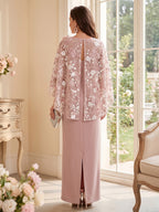 Gloria Rose Dusty Rose side view mother of the bride dress