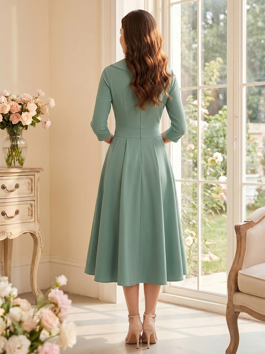 Xanthe Iris Sage Green back view mother of the bride dress