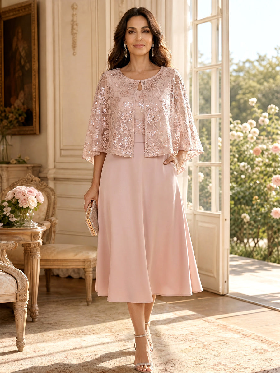Nerissa Kate Dusty Rose front view mother of the bride dress