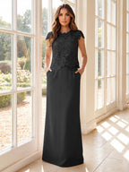 Galatea Wynn Black front view mother of the bride dress