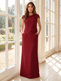 Galatea Wynn Burgundy front view mother of the bride dress