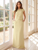 Galatea Wynn Champagne front view mother of the bride dress