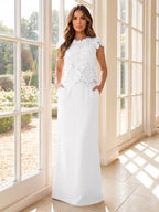 Galatea Wynn White back view mother of the bride dress