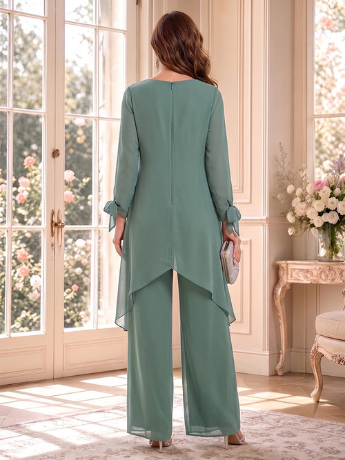 Adeline sage green back view mother of the bride outfit