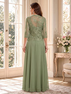 Imelda Grace Olive Green back view mother of the bride dress