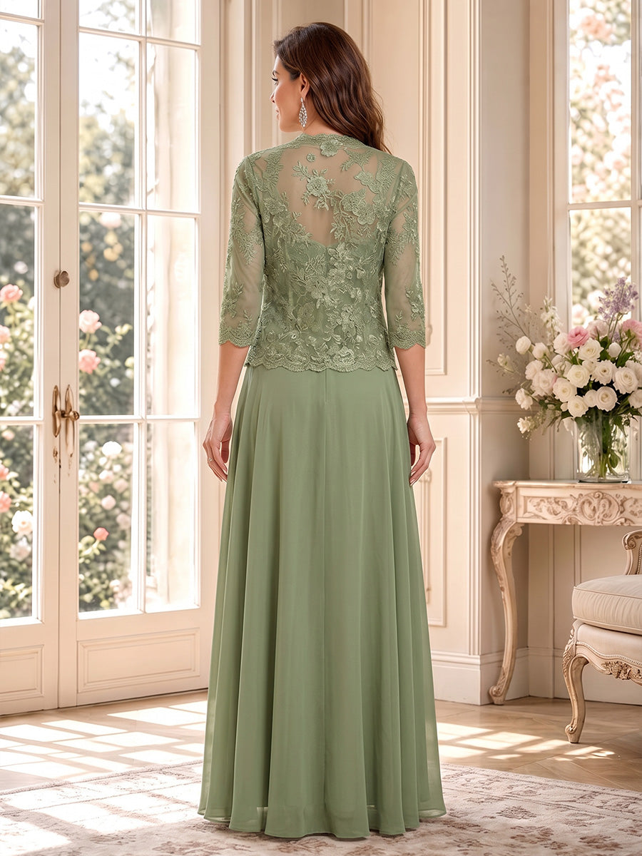 Imelda Grace Olive Green back view mother of the bride dress