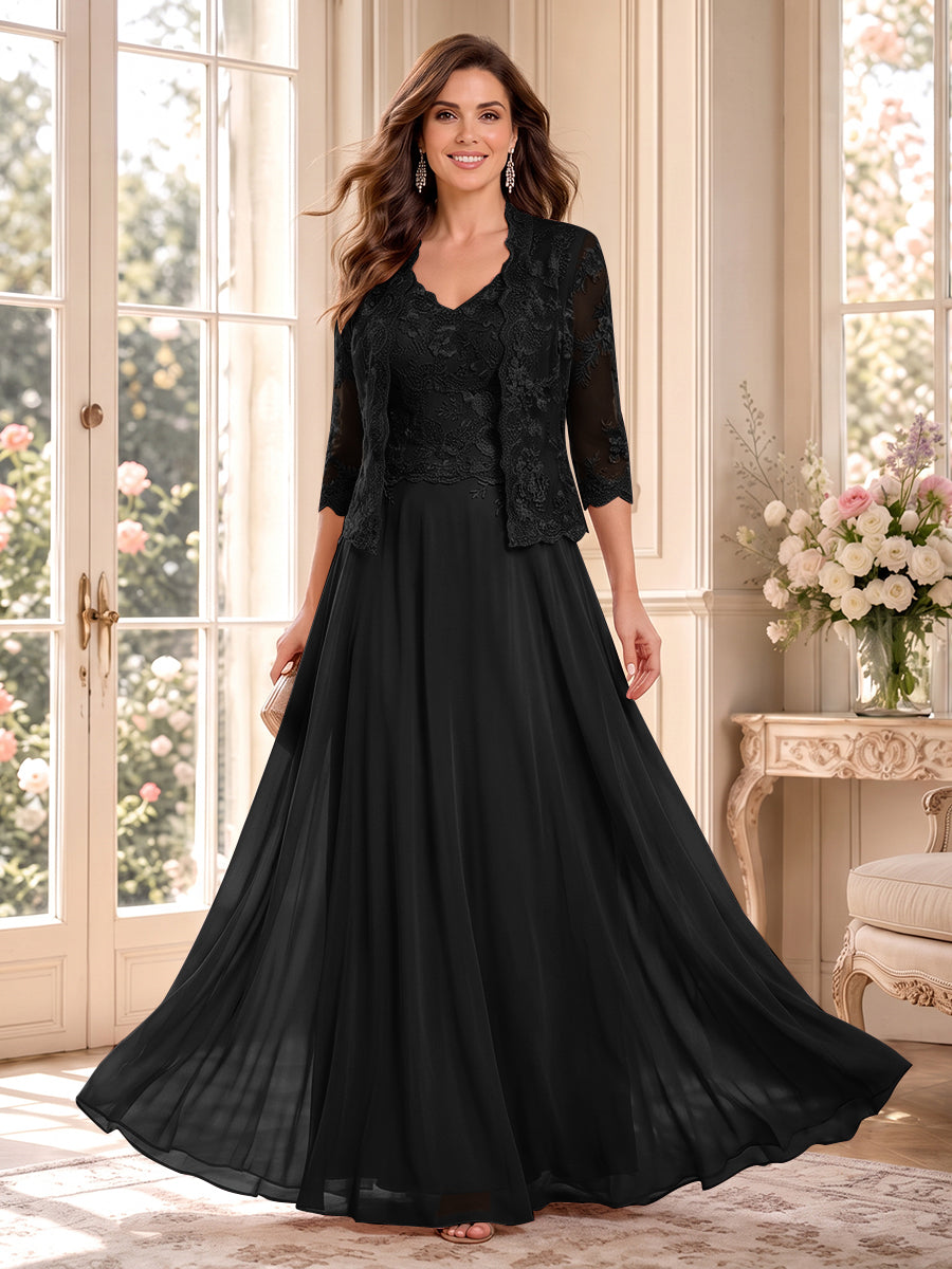 Imelda Grace Black front view mother of the bride dress