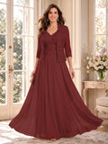 Imelda Grace Burgundy front view mother of the bride dress