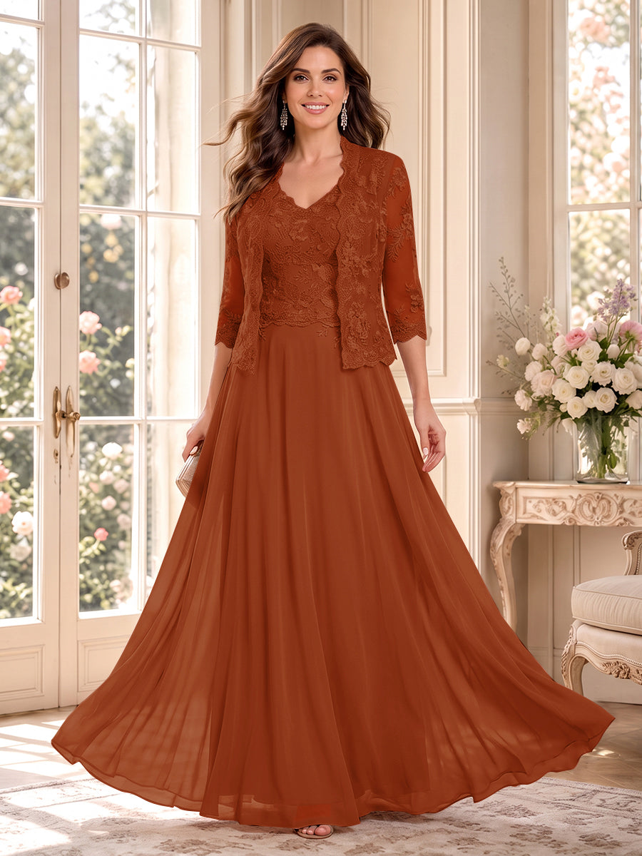 Imelda Grace Burnt Orange front view mother of the bride dress