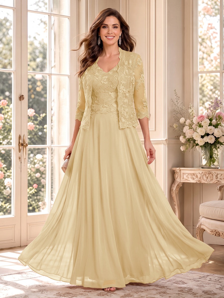 Imelda Grace Champagne front view mother of the bride dress