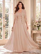 Imelda Grace Dusty Rose back view mother of the bride dress