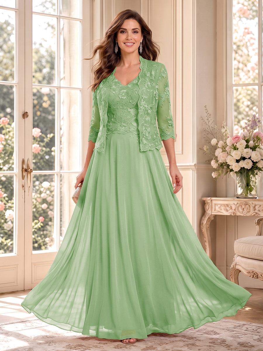 Imelda Grace Sage Green front view mother of the bride dress
