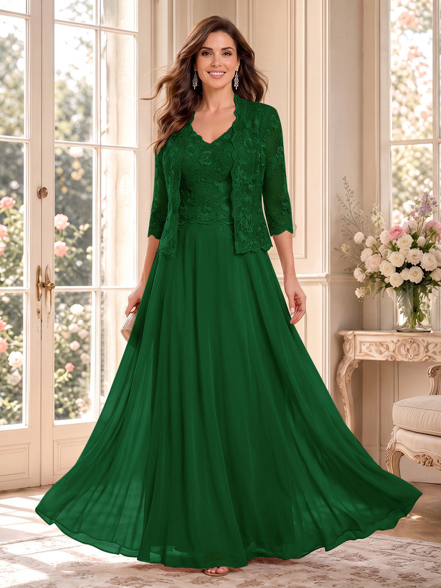 Imelda Grace Emerald front view mother of the bride dress