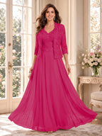 Imelda Grace Fuchsia front view mother of the bride dress