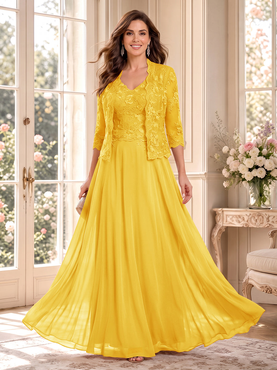 Imelda Grace Gold front view mother of the bride dress