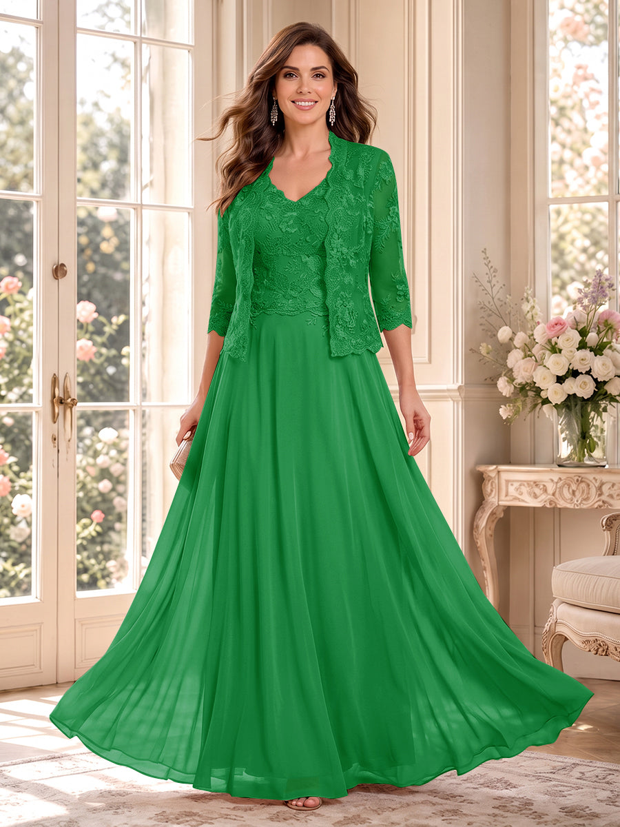 Imelda Grace Forest Green front view mother of the bride dress