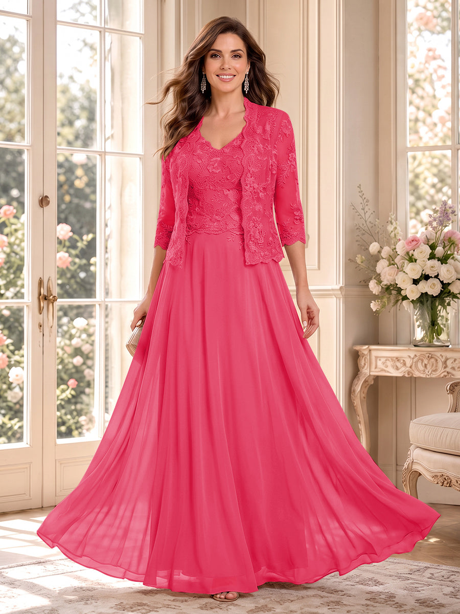 Imelda Grace Hot Pink front view mother of the bride dress