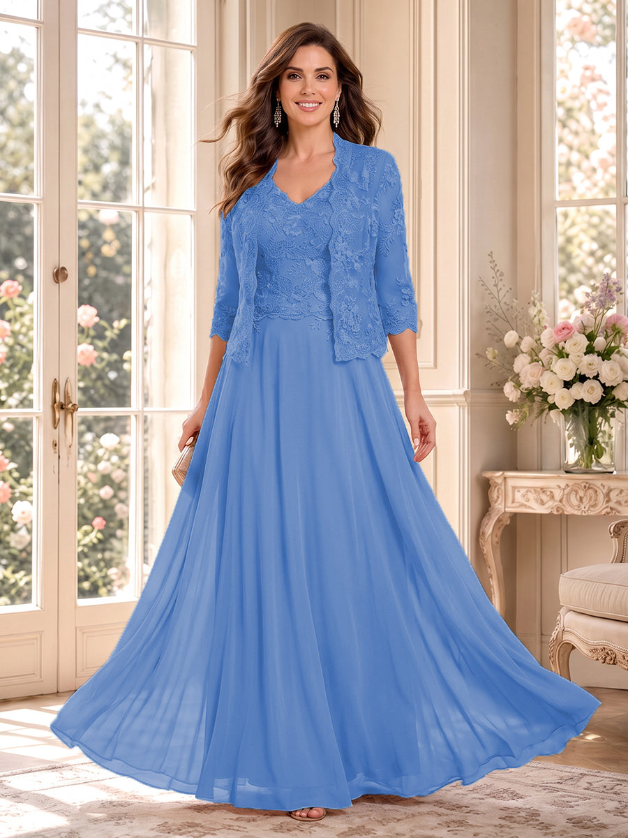 Imelda Grace Sky Blue front view mother of the bride dress