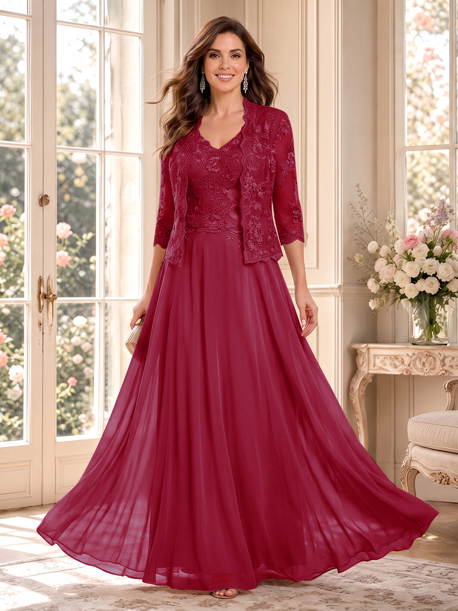 Imelda Grace Burgundy back view mother of the bride dress