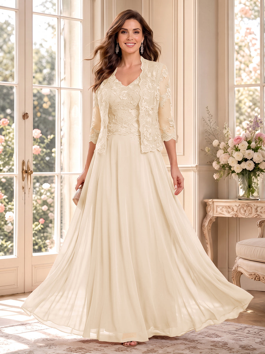 Imelda Grace Champagne back view mother of the bride dress