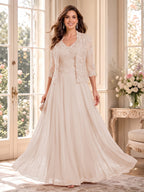 Imelda Grace Pearl Pink front view mother of the bride dress