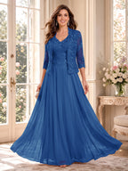 Imelda Grace Royal Blue front view mother of the bride dress