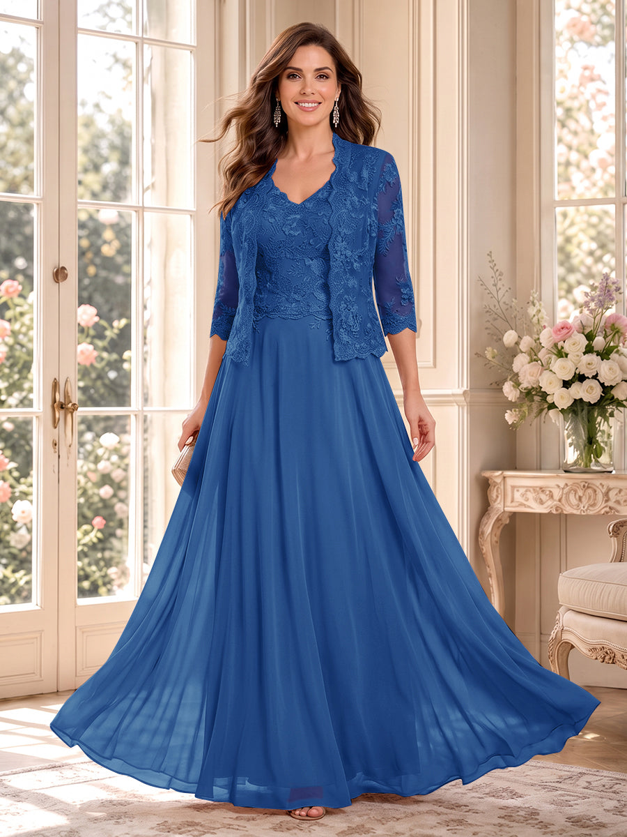 Imelda Grace Royal Blue front view mother of the bride dress