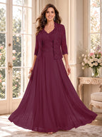 Imelda Grace Burgundy side view mother of the bride dress