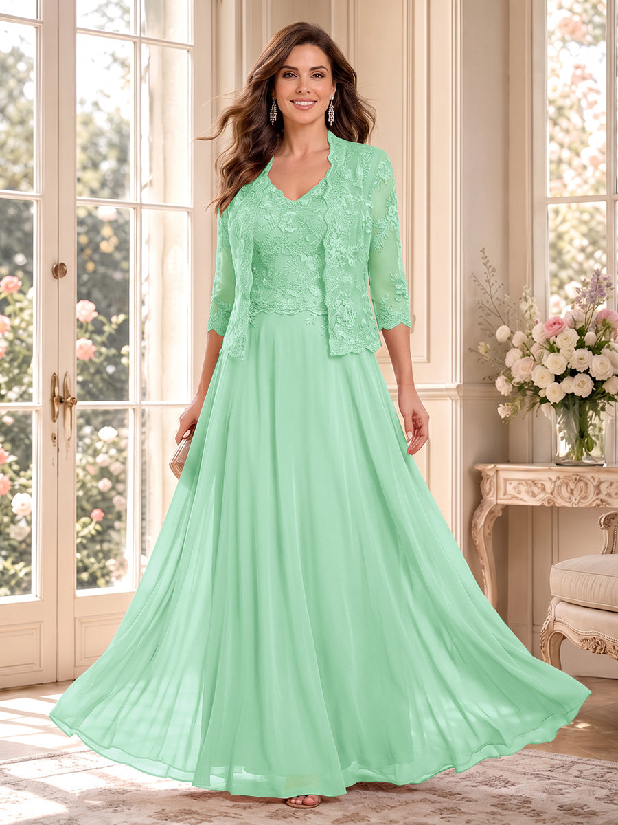 Imelda Grace Mint Green front view mother of the bride dress
