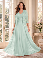 Imelda Grace Pool Blue front view mother of the bride dress