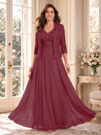 Imelda Grace Plum front view mother of the bride dress
