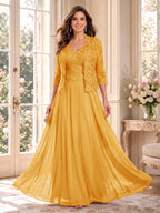 Imelda Grace Gold back view mother of the bride dress
