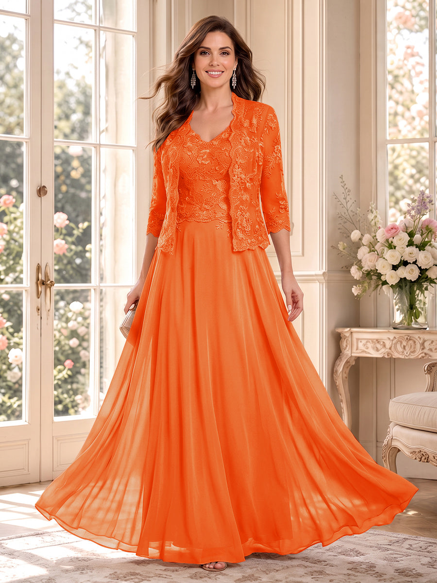 Imelda Grace Orange front view mother of the bride dress