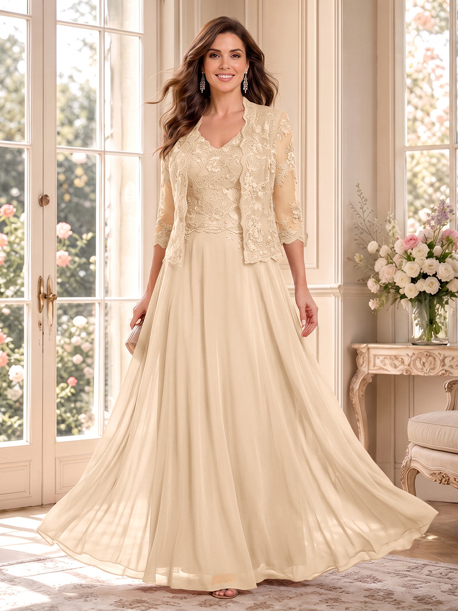 Imelda Grace Peach front view mother of the bride dress