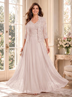 Imelda Grace Rose Pink front view mother of the bride dress