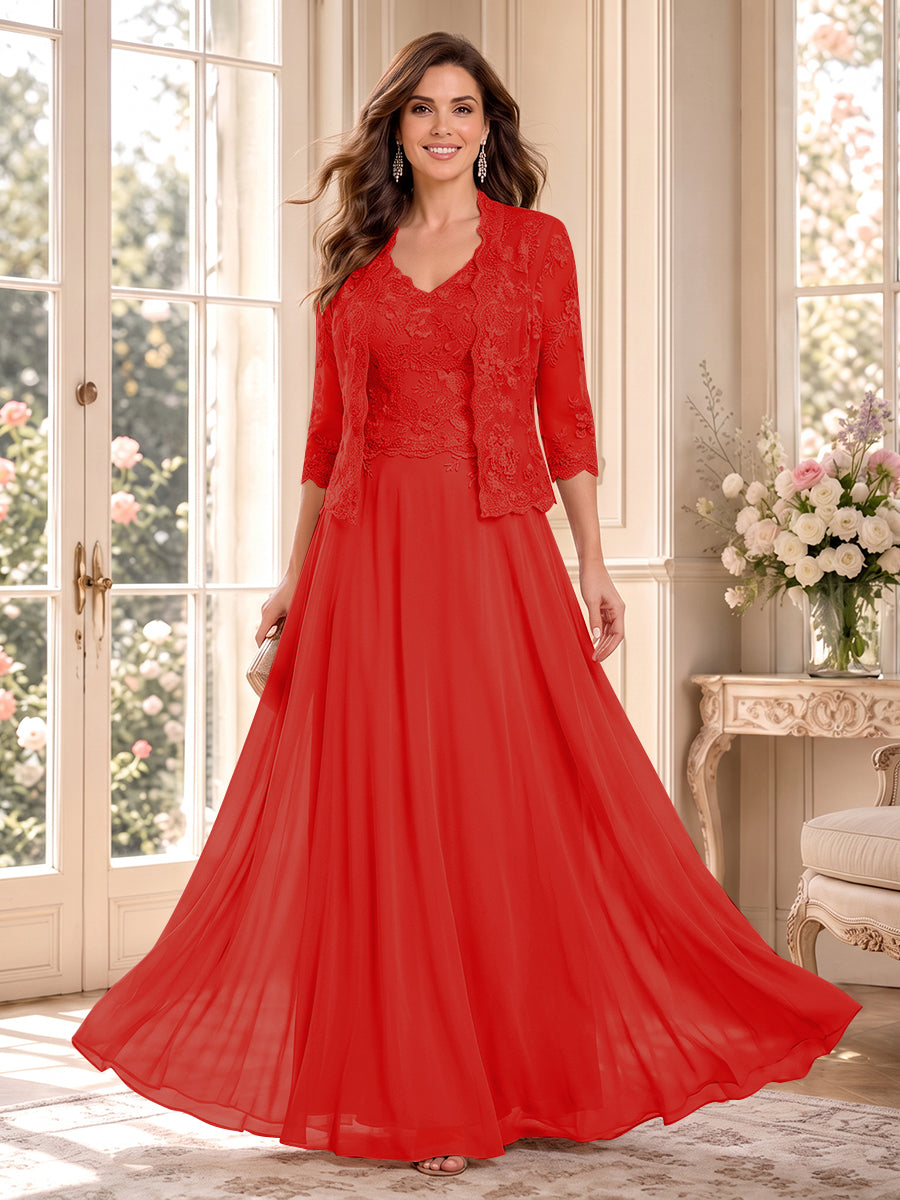 Imelda Grace Red front view mother of the bride dress