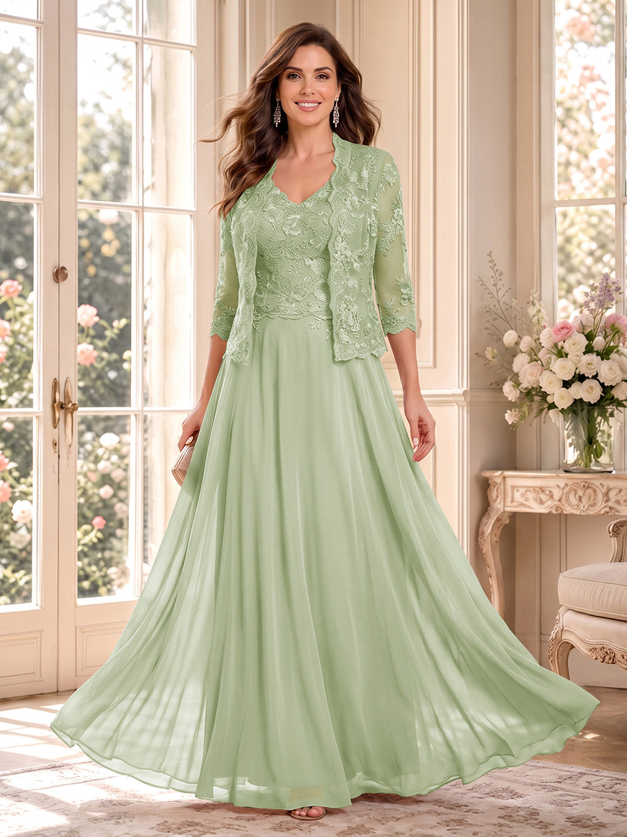 Imelda Grace Sage Green back view mother of the bride dress
