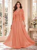 Imelda Grace Coral back view mother of the bride dress