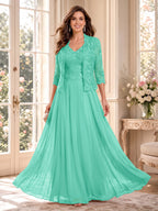 Imelda Grace Turquoise back view mother of the bride dress