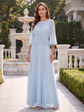 Nicanora Faye Sky Blue front view mother of the bride dress